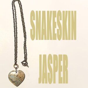 Snakeskin Jasper Heart Pendant Necklace – Transformation, Grounding